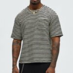 Lencelot Rib Textured Stripe Relaxed T-Shirt