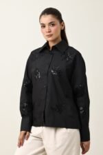 NATURE INSPIRED EMBRIODERD SHIRT-BLACK | Premium Quality Fashion Apparel