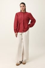 RUFFLE COLLAR SHIRT-BURGUNDY | Premium Quality Fashion Apparel - Image 2