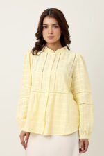 RUFFLE COLLAR SHIRT-YELLOW | Premium Quality Fashion Apparel