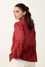 RUFFLE COLLAR SHIRT-BURGUNDY | Premium Quality Fashion Apparel - Image 7