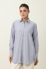 STRIPE TUNIC SHIRT-BLUE | Premium Quality Fashion Apparel