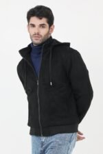 TWO-TONE SUEDE HOODIE-BLACK | Premium Quality Fashion Apparel - Image 3