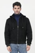 TWO-TONE SUEDE HOODIE-BLACK | Premium Quality Fashion Apparel
