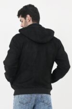 TWO-TONE SUEDE HOODIE-BLACK | Premium Quality Fashion Apparel - Image 2