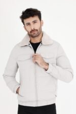 WOOLEN COLLAR PARACHUTE JACKET-GREY | Premium Quality Fashion Apparel