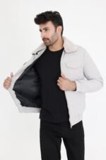WOOLEN COLLAR PARACHUTE JACKET-GREY | Premium Quality Fashion Apparel - Image 3