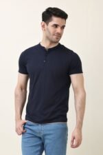 RADIUS BAND COLLAR TEE-NAVY | Premium Quality Fashion Apparel