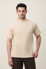 MEN SOLID HALF SLEEVE-BEIGE | Premium Quality Fashion Apparel