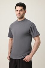 MEN SOLID HALF SLEEVE-DK-GREY | Premium Quality Fashion Apparel