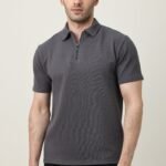 SMART CASUAL ZIP COLLAR T-SHIRT-GREY | Premium Quality Fashion Apparel