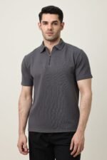 SMART CASUAL ZIP COLLAR T-SHIRT-GREY | Premium Quality Fashion Apparel