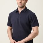 SMART CASUAL ZIP COLLAR T-SHIRT-NAVY | Premium Quality Fashion Apparel
