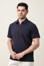 SMART CASUAL ZIP COLLAR T-SHIRT-NAVY | Premium Quality Fashion Apparel