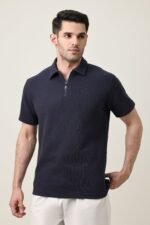 SMART CASUAL ZIP COLLAR T-SHIRT-NAVY | Premium Quality Fashion Apparel - Image 4