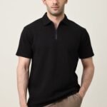 SMART CASUAL ZIP COLLAR T-SHIRT-BLACK | Premium Quality Fashion Apparel