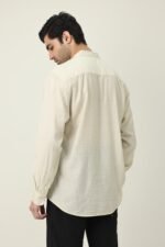 RAVELLO TEXTURED BAND COLLAR SHIRT-BEIGE | Premium Quality Fashion Apparel - Image 7