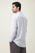 RAVELLO TEXTURED BAND COLLAR SHIRT-S/BLU | Premium Quality Fashion Apparel - Image 7