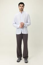 RAVELLO TEXTURED BAND COLLAR SHIRT-S/BLU | Premium Quality Fashion Apparel - Image 3