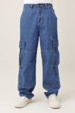 FUNCTION STACK CARGO JEANS-MID-BLUE | Premium Quality Fashion Apparel