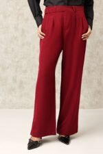 TAILORED PLEATED PANTS-MAROON | Premium Quality Fashion Apparel