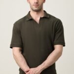 RIB COLLAR KNIT POLO-OLIVE | Premium Quality Fashion Apparel