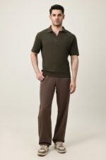 RIB COLLAR KNIT POLO-OLIVE | Premium Quality Fashion Apparel - Image 2