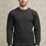 LIGHT GREY WAFFLE-KNIT CREW SWEATSHIRT-CHARCOAL | Premium Quality Fashion Apparel