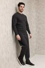 LIGHT GREY WAFFLE-KNIT CREW SWEATSHIRT-CHARCOAL | Premium Quality Fashion Apparel - Image 6