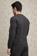 LIGHT GREY WAFFLE-KNIT CREW SWEATSHIRT-CHARCOAL | Premium Quality Fashion Apparel - Image 4