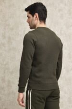 LIGHT GREY WAFFLE-KNIT CREW SWEATSHIRT-OLIVE | Premium Quality Fashion Apparel - Image 2