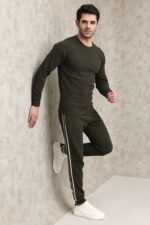 LIGHT GREY WAFFLE-KNIT CREW SWEATSHIRT-OLIVE | Premium Quality Fashion Apparel - Image 5
