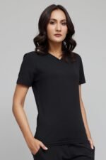 SOFT TOUCH V-NECK EVERYDAY TOP-BLACK | Premium Quality Fashion Apparel - Image 3