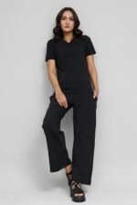 SOFT TOUCH V-NECK EVERYDAY TOP-BLACK | Premium Quality Fashion Apparel - Image 4