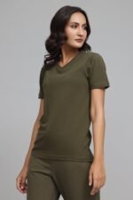 SOFT TOUCH V-NECK EVERYDAY TOP-OLIVE | Premium Quality Fashion Apparel - Image 3