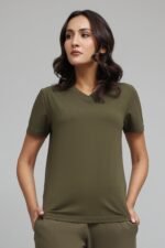 SOFT TOUCH V-NECK EVERYDAY TOP-OLIVE | Premium Quality Fashion Apparel