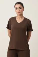 SOFT TOUCH V-NECK EVERYDAY TOP-COFFEE | Premium Quality Fashion Apparel