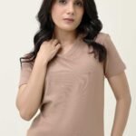 SOFT TOUCH V-NECK EVERYDAY TOP-MOCCA | Premium Quality Fashion Apparel