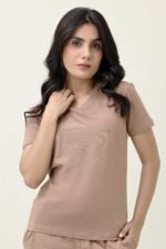 SOFT TOUCH V-NECK EVERYDAY TOP-MOCCA | Premium Quality Fashion Apparel