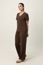 SOFT TOUCH V-NECK EVERYDAY TOP-COFFEE | Premium Quality Fashion Apparel - Image 2
