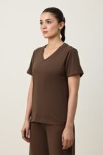SOFT TOUCH V-NECK EVERYDAY TOP-COFFEE | Premium Quality Fashion Apparel - Image 4