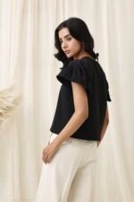 RUFFLE SLEEVE TEE-BLACK | Premium Quality Fashion Apparel - Image 6