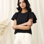 RUFFLE SLEEVE TEE-BLACK | Premium Quality Fashion Apparel