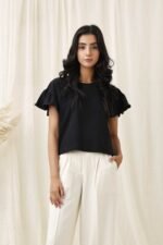 RUFFLE SLEEVE TEE-BLACK | Premium Quality Fashion Apparel - Image 5